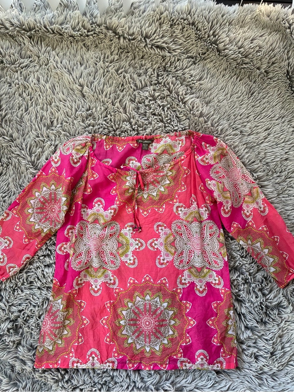 Tommy Bahama - XS- Hot Pink Medallion Tunic Dress silk/ cotton blend